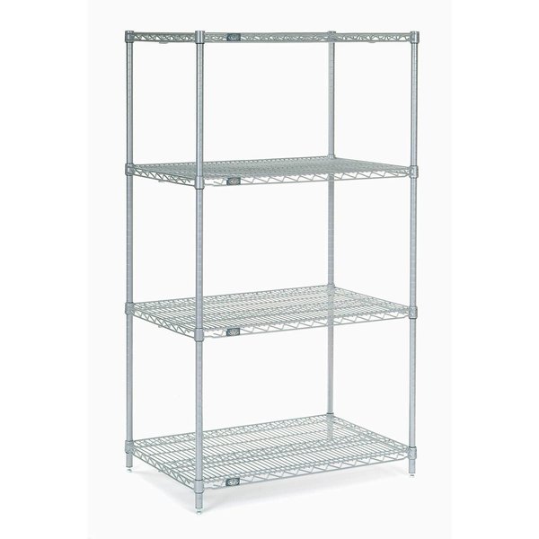 Nexel Nexelate Wire Shelving Starter Unit, Silver Epoxy, 54W X 24D X 86H 24548EP